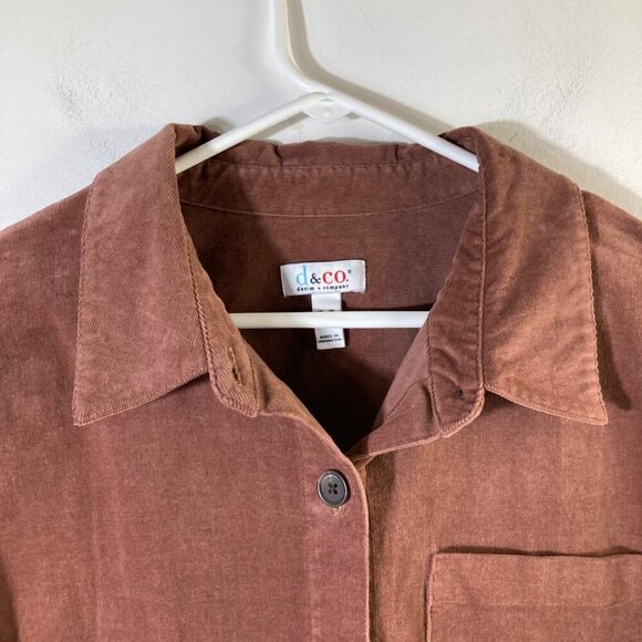 Womens Denim & Co Corduroy Shacket Jacket Brown XL Cotton Spandex - Picture 4 of 7